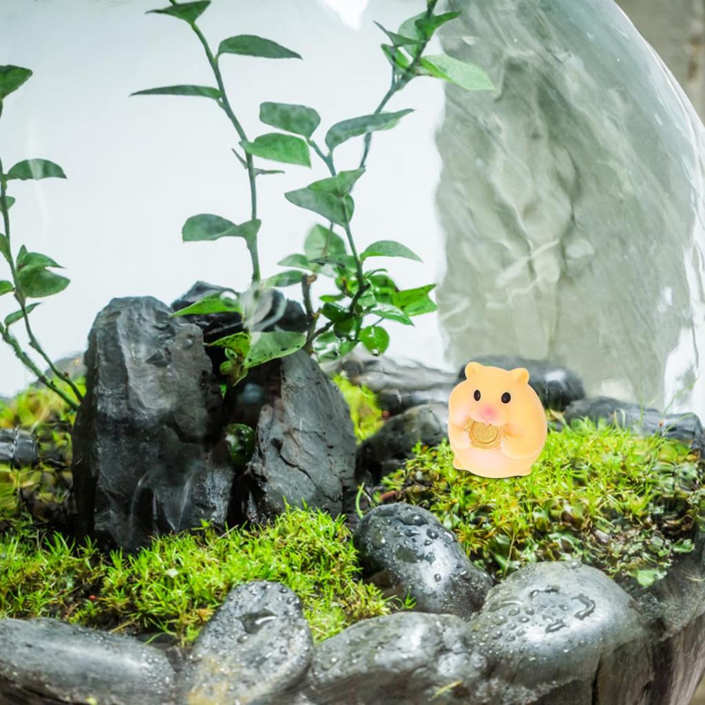 Happyyami Miniature Hamster Figurines, Set of 12, Resin Sculpture, Small Garden Decoration, for Small Animal Cages, Plant Pot Ornaments, Cute