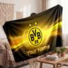 Borussia Dortmund Personalisierte Fleecedecke Mit Fußballlogo, Individueller Name Text Weiche Warme Wohndecke