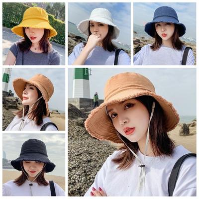 Sunscreen Denim Bucket Hat Big Brimmed Sunscreen Hat Retro Jeans Fisherman Hat  Girls