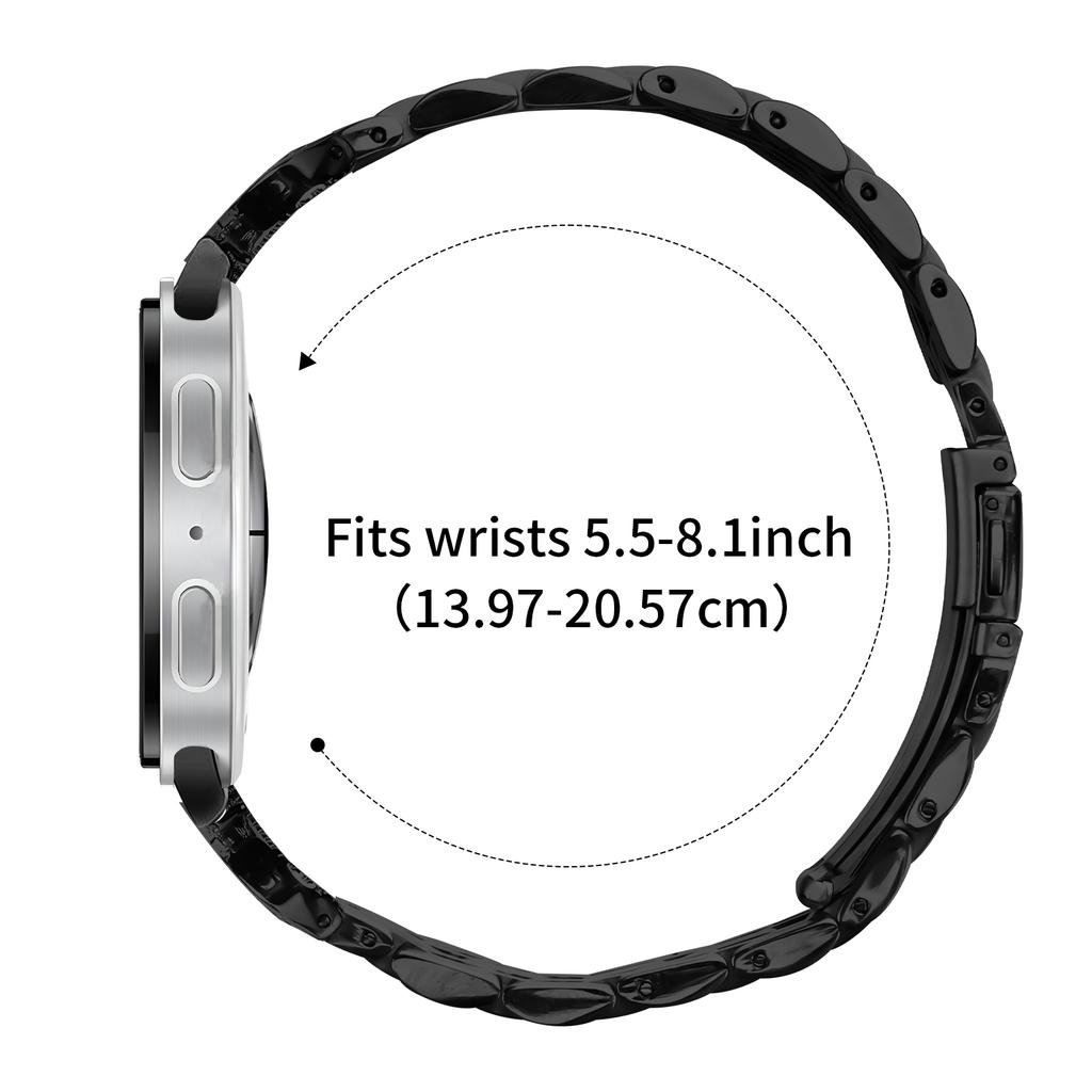 Uhrenarmband für Samsung Galaxy Watch8 Classic 46mm/Watch8 44mm/40mm Sieben-Perlen-Edelstahlband mit Strassstein-Ochsenhorn-Stil-Verbinder