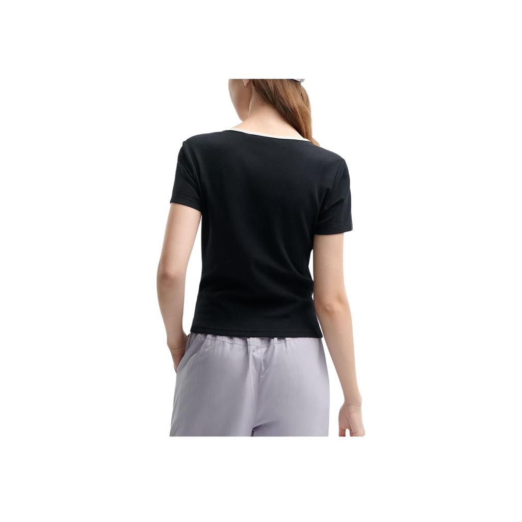 FILA Fitted Round Neck Short Sleeve T-Shirt Women Tops Black F11W429112FBK