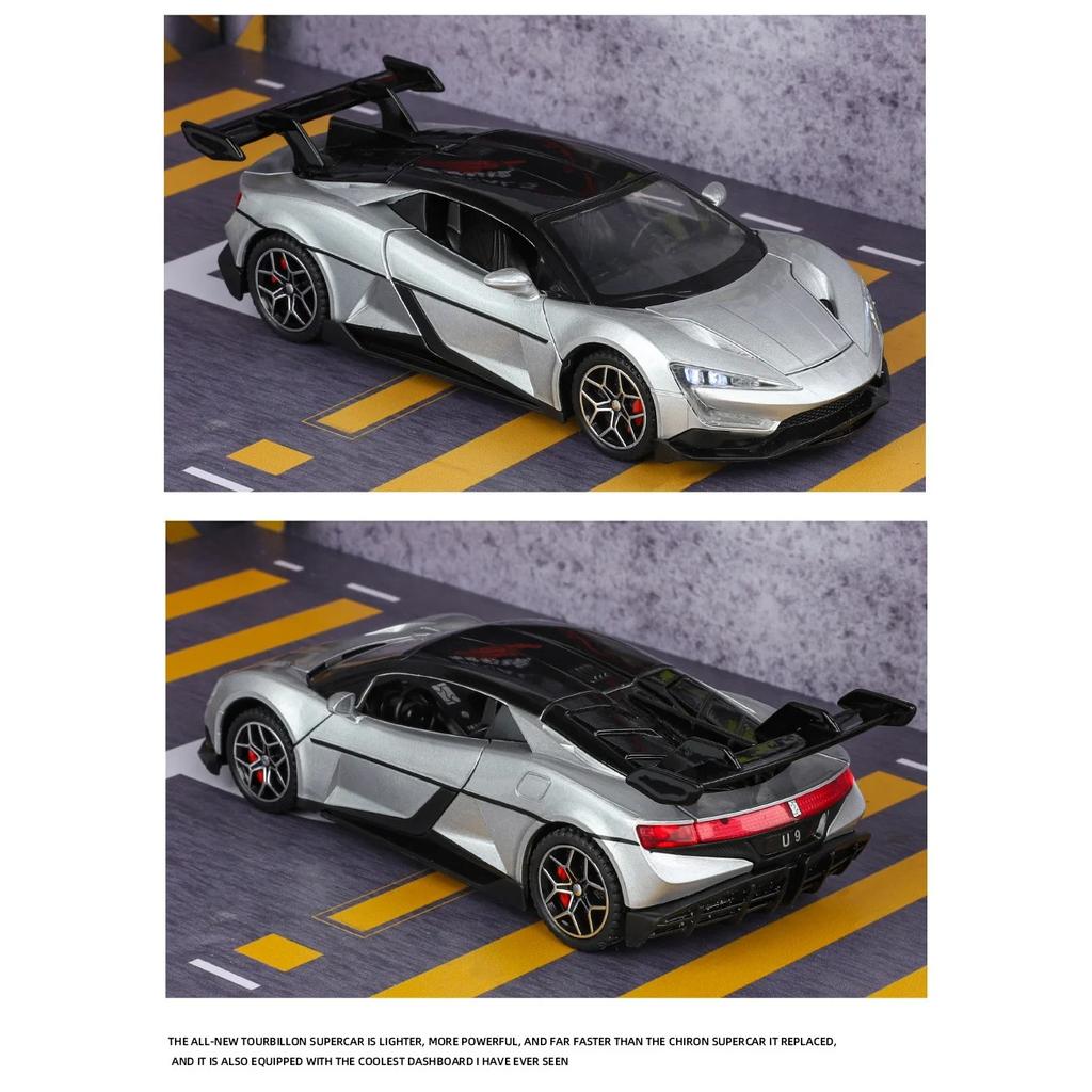 1/32 alloy die-cast BYD U9 sports car model simulation sound and light collection decorations children's toy car boys holiday gifts