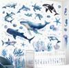 Decowall Sea Animal Wall Watercolor and Dolphin Design for and Removable Wall Decorations for Educational and Toddlers Stickers, Whale, Shark, Kids'