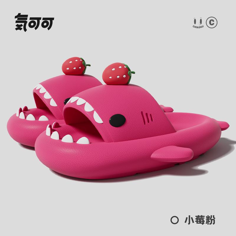 

Fashion 2025 New Shark Slippers Women Men Summer Shoes Cute DIY Strawberry Indoor Street Sandals Girls Boys Beach Shower Slides EU36-37