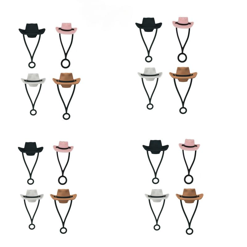 Silicone Cowboy Hat Straw Covers Cute Hat Shape Straw Topper Reusable Straw Tip Protector Cap Mug Accessories Gift Straw Cap