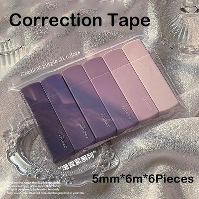 6 adet/paket 5mm*6m Sevimli Düzeltme Bandı Öğrenci Hata Silgi Bant Kalem Tipi Okul Ofis Malzemeleri Yaratıcı Kırtasiye