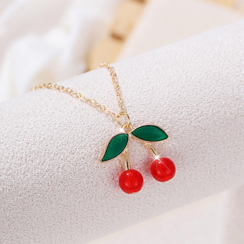 

1/3pcs Inlaid Small Cherry PendantNecklace & Earring Zircon Set, WomenGift