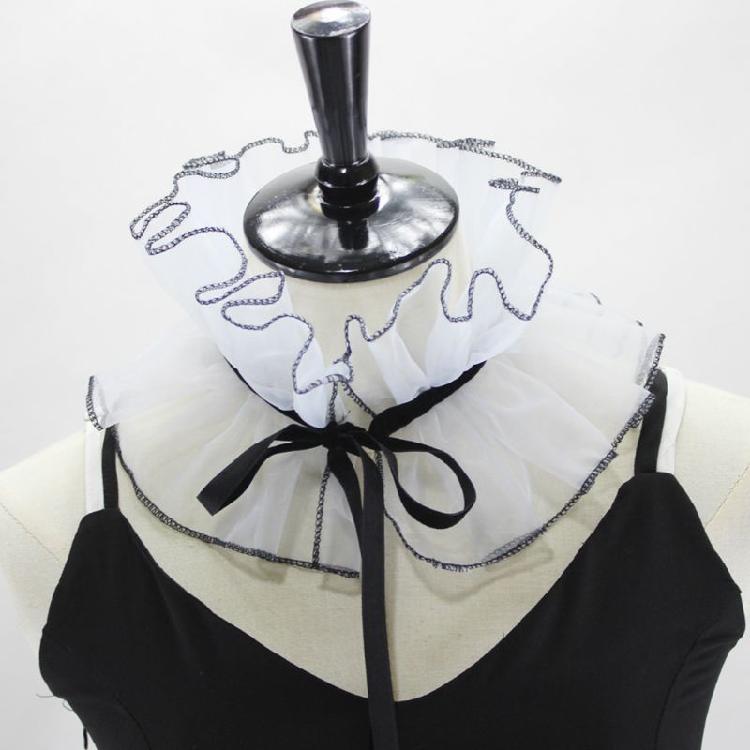 Adjustable Tie Ruffled Collar Organza For Victorian Age Costumes and Cosplay Halloween Accessory Collar