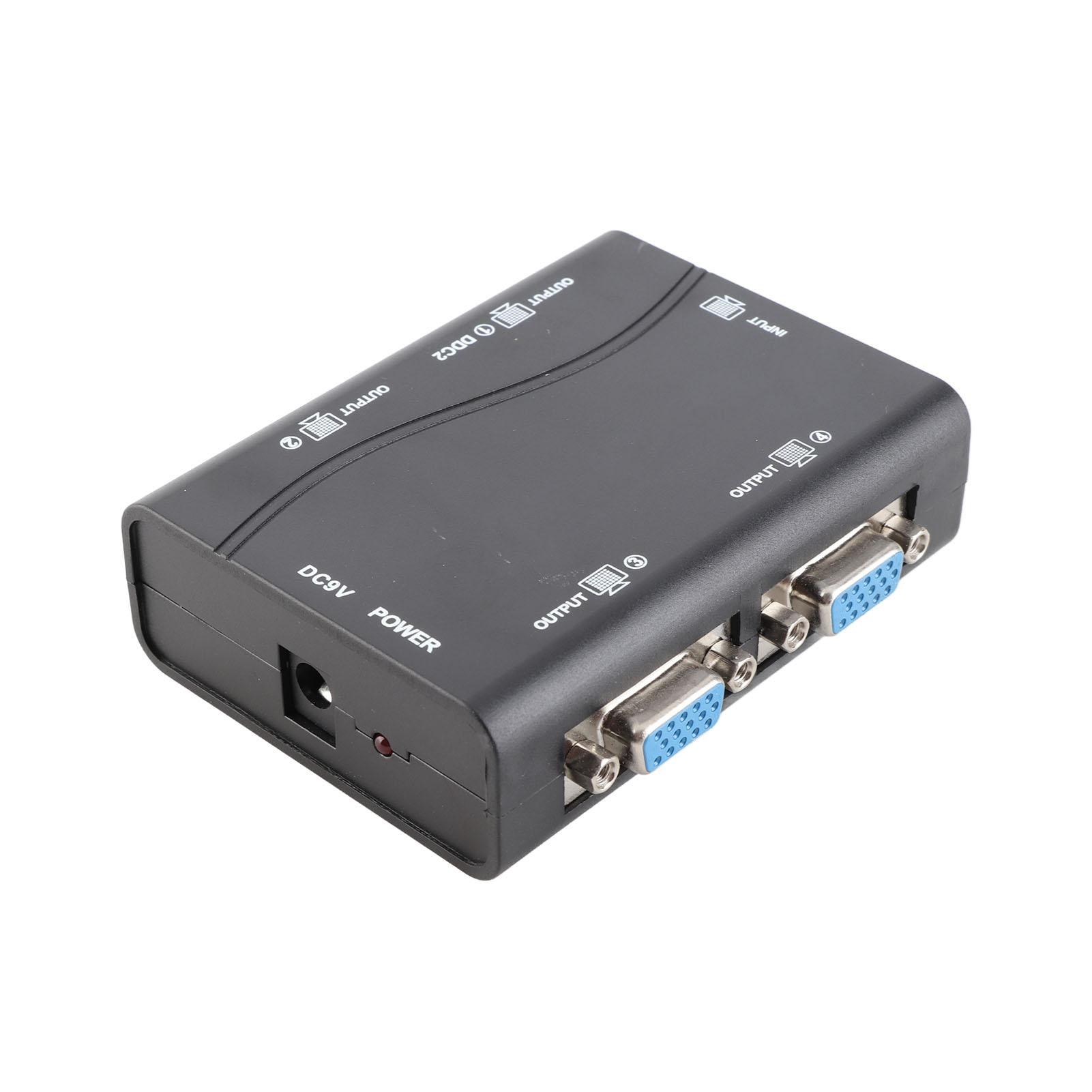 

VGA Splitter 1 in 4 Out 250MHz 1920x1440 USB Powered HD Video Splitter for Laptop Projector TV