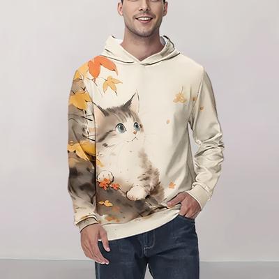 Casual Men's Hoodie 3d Anime Cat Printed Long Sleeve Hoodie Pattern Men's Clothing Hip Hop Tees Top Oversized Sweatshirt