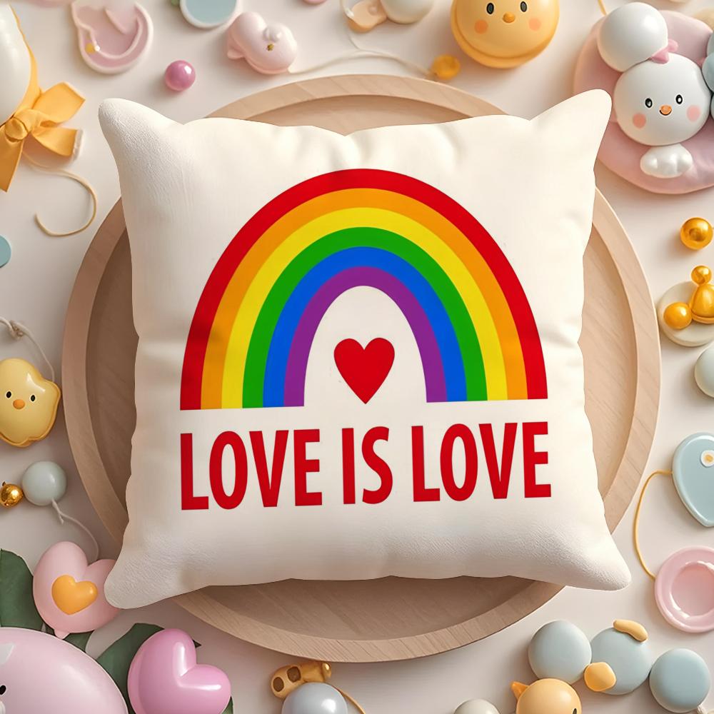 Pride Month Heart Cushion Cover Plush Fabric Soft Double-Sided Printed Sofa Warm Winter Home Gift Pillow Case