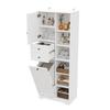 60×37×171 cm, Tall Bathroom Cabinet, MDF, 2 Drawers, Laundry Basket with Flap, Adjustable Shelves, Soft-Close Hinges, Tip-Over Protection, White.