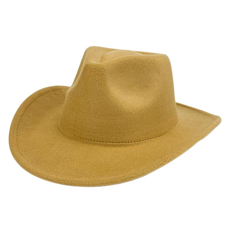 Solid Color Curly Woolen Hat British Retro Jazz Hat Casual Big Brim Woolen Hat