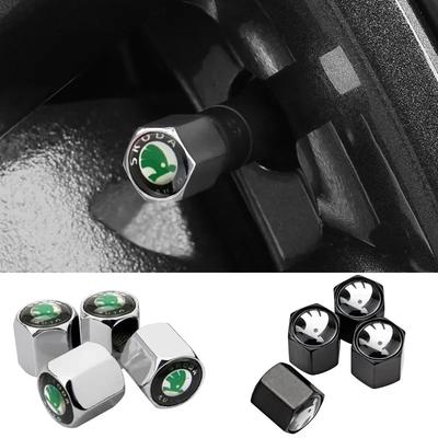 LJUL4 for Metal Car Accessories Wheel Stem Cover Tire Valve Caps Superb 2 Rapid Kodiaq Fabia Octivia RS A7 Karoq Yeti Kamiq