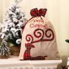 Large Christmas Gift Bag Plaid Applique Drawstring Pocket Candy Bag Christmas Handbag  Xmas