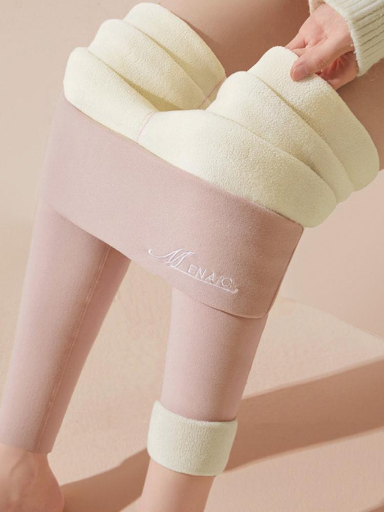 Autumn and Winter Leggings with Thickened Fleece for Women's Outerwear Cotton Pants, German Velvet Self Heating High Waist Tight Lamb Wool Warm Pants
