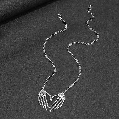 Personalisierte und kreative Gothic Punk Skelett Hand Herren Anhänger Halskette Hip Hop Kragen Kette Kleiner Design Schmuck