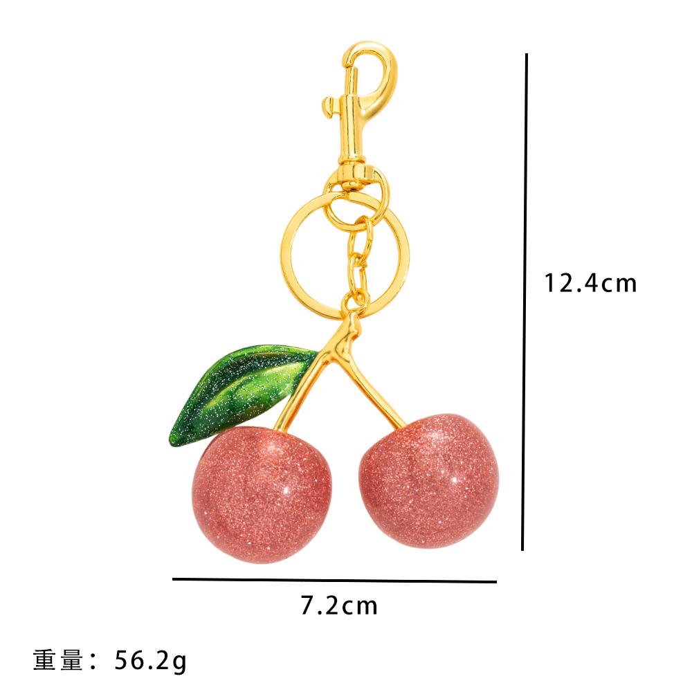 New Personality Trendy Stainless Steel Acrylic Cherry Bag Keychain for Women Cute Summer Handbag DIY Jewelry Accessories No Fade