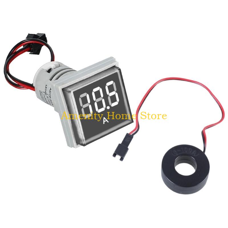 F26C 22mm Square Head Digital Ammeter Backlit Screen Current Tester Current Meter 0-100A Current Detector