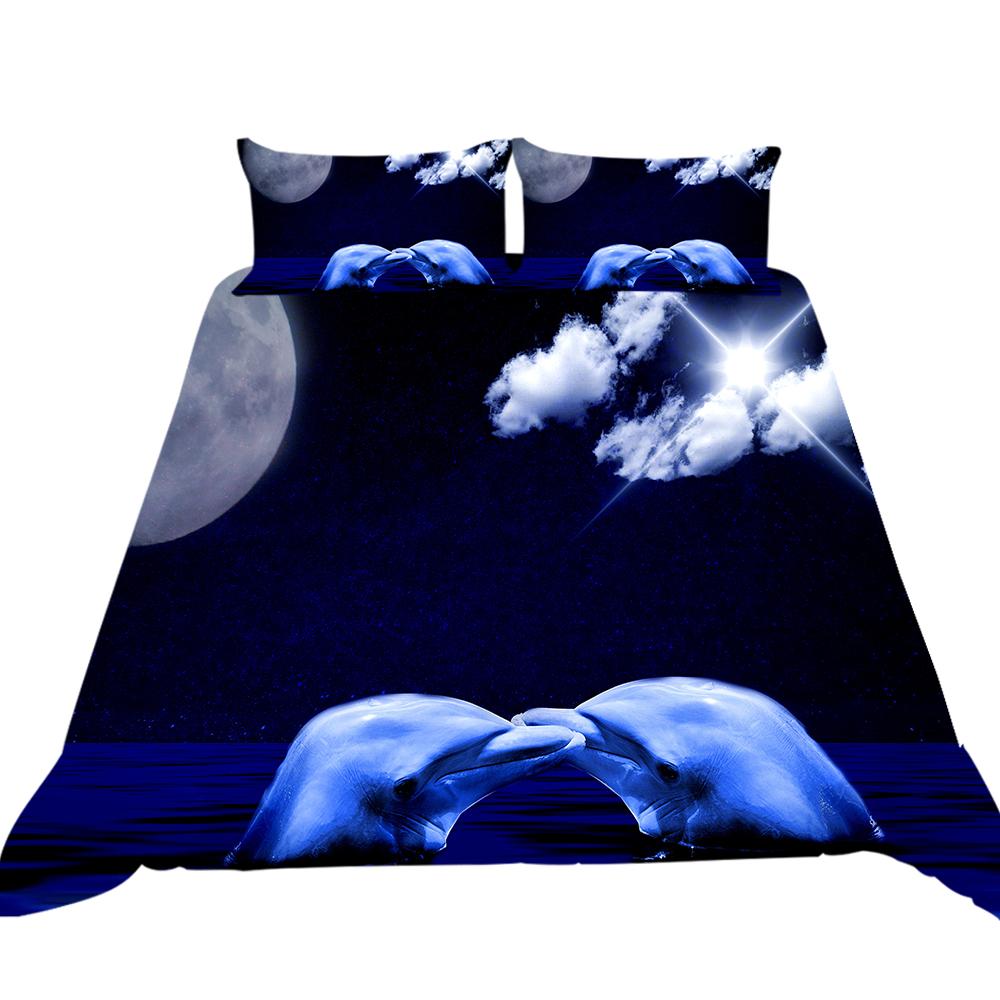 

Комплект постельного белья из серии 3D Ocean Animal Theme с принтами животных, таких как медузы и дельфины, 2/3 предмета, моющееся украшение для дома Baby 100x135cm