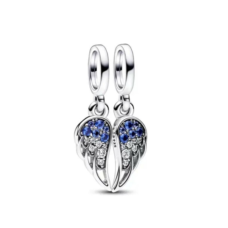 New 2024 925 Sterling Silver Plated Blue Pave Series Star Owl Butterfly Moon Pendant Diy Jewelry Bead Fit European Bracelet