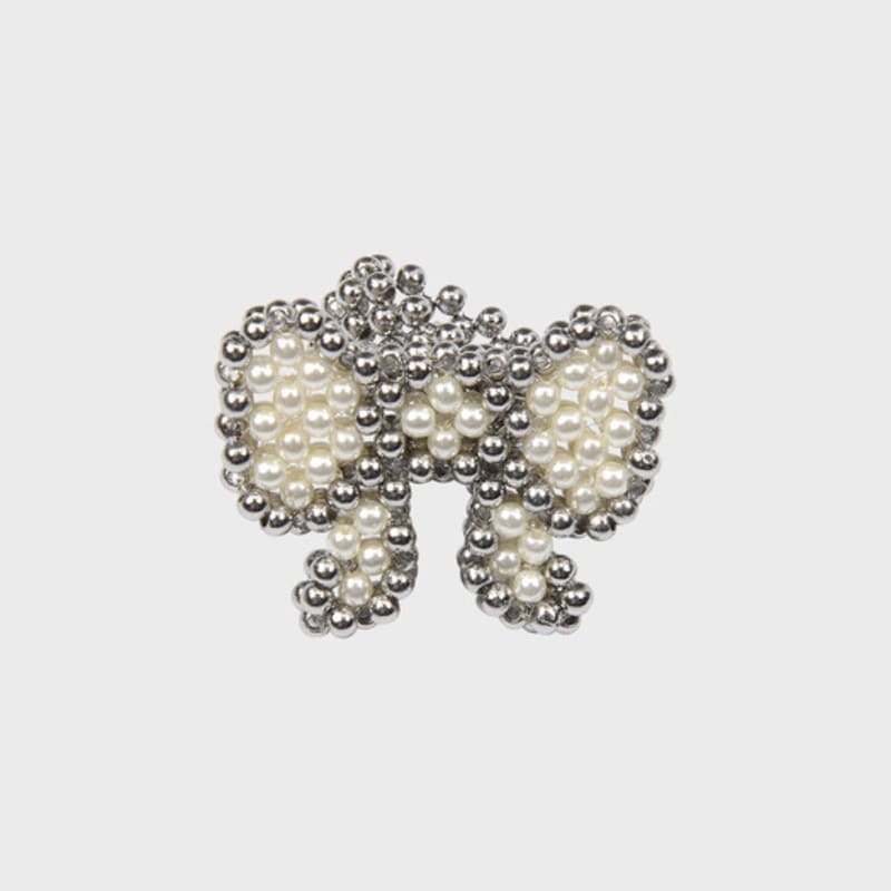 Eireve BEADED PEARL BOW RING (SILVER)