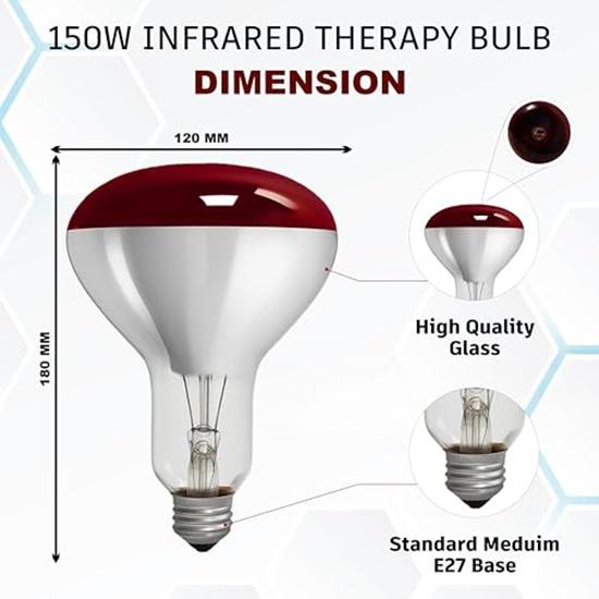 150W Infrared Heat Therapy Bulb, Pain Relief Lamp, 230V  E27 Base, Halogen Light for Muscle Recovery, Joint, and Stiffness, Filament for Medical