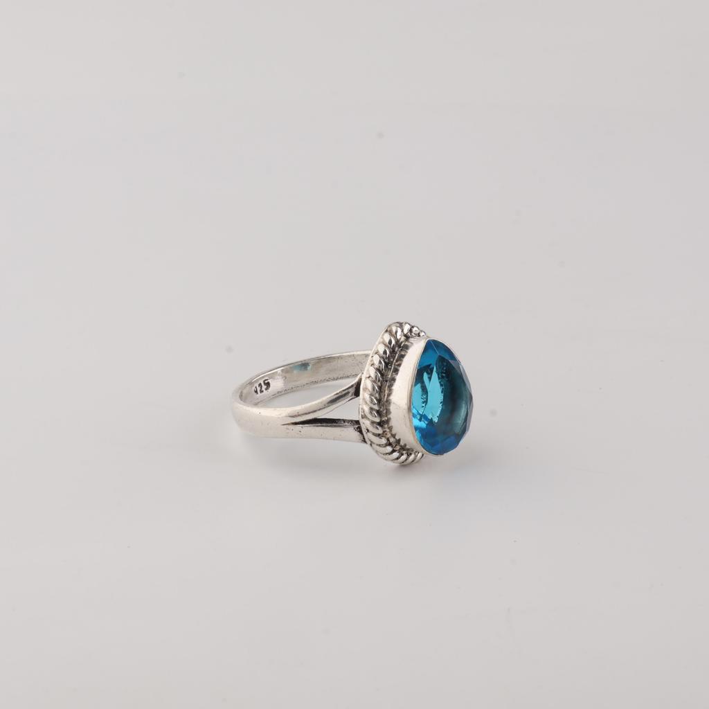 Schweizer Blautopas Edelstein 925 Sterling Silber Schmuck Statement Damenring Geschenk für Sie RR-85-16