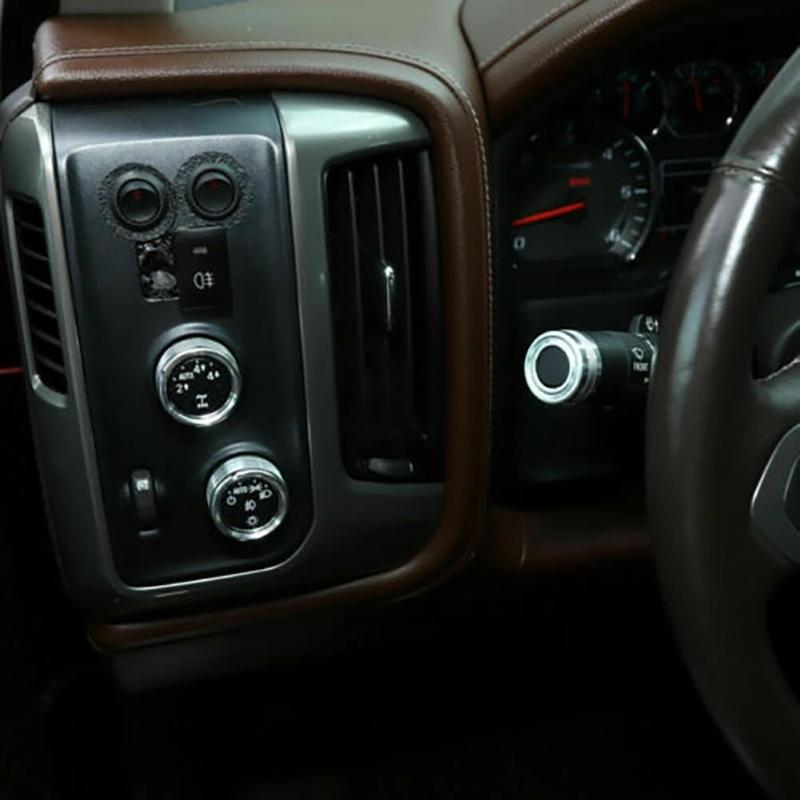 8PCS Air Conditioning Knob Circle AC Knob Cover Air Outlet Switch Button Decoration Ring Trim For Chevrolet Silverado 2014-2018