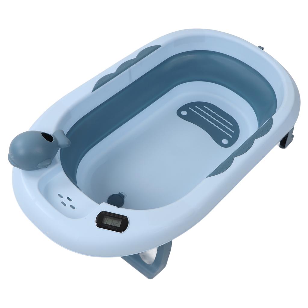 Baby Temperature Sensing Bathtub Foldable Thicked Sitting Lying Bath Bucket with Drain Hole L Light