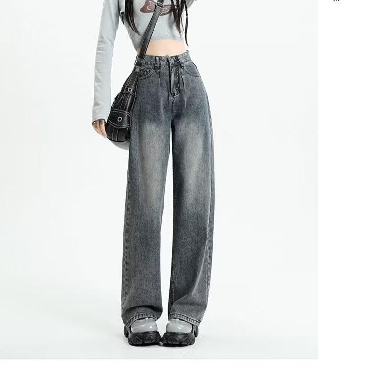 

Весна 2024 Ретро Джинсы с высокой посадкой и прямыми штанинами для женщин с фигурой «груша» 3XL