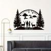 Unique Custom Made Metal Wall Art Elk Trees Design Indoor Outdoor Gift Housewarming
