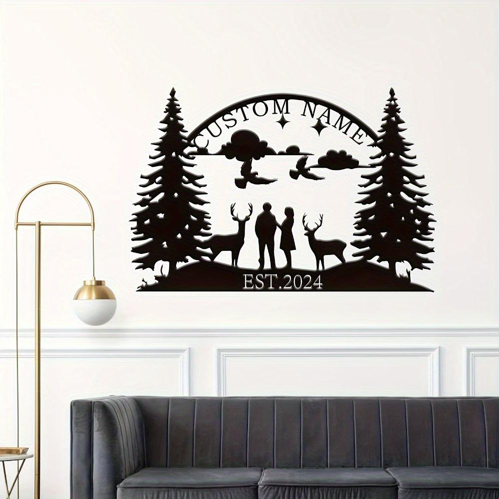 Unique Custom Made Metal Wall Art Elk Trees Design Indoor Outdoor Gift Housewarming