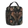 Bestselling Floral Bat Illustration Transparent Detail Thermal Lunch Bag School Field Trip Portable Lunch Bag
