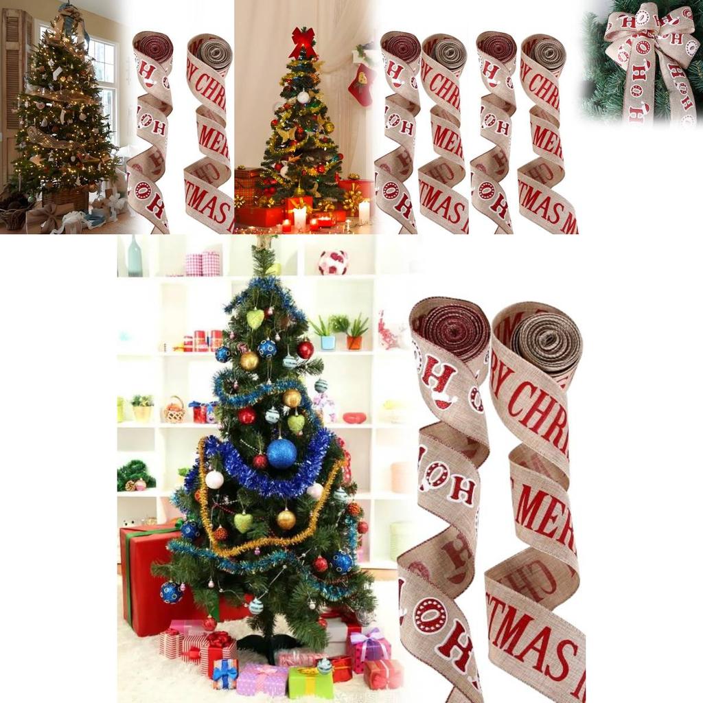Festive 2 Meter Christmas Ribbon Banner Featuring Joyful Christmas Letters For Gifts