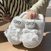 New Cartoon Warm Home Cotton Slippers Lace Bow Winter Non-slip Light Soft Plush Couple Cotton Shoes
