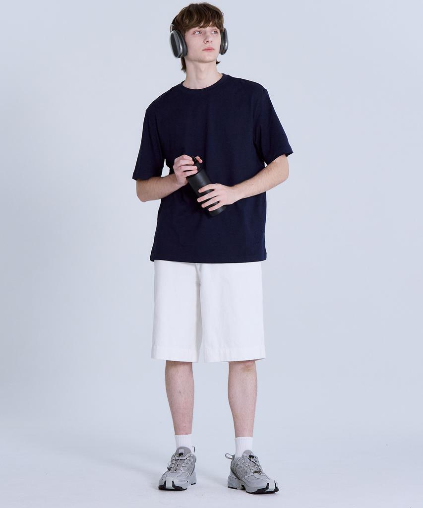 BASIC HOUSE [2Pack] Uni Relaxed Fit Round Neck Short Sleeve T-Shirt 2 Pack (4 Colors) Lats0105 (A Type)