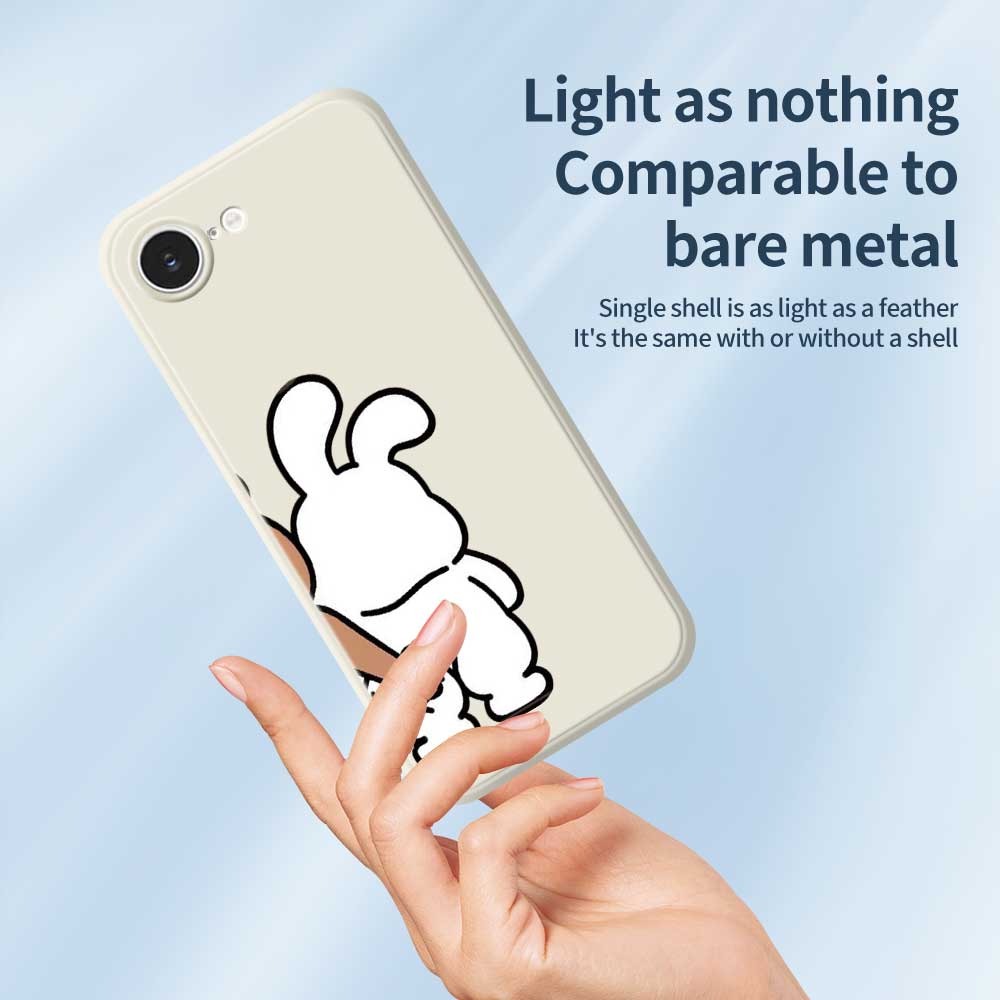 For iPhone 16e Case Pinch Rabbit Butt Pattern Printing Straight Edge TPU Phone Back Cover