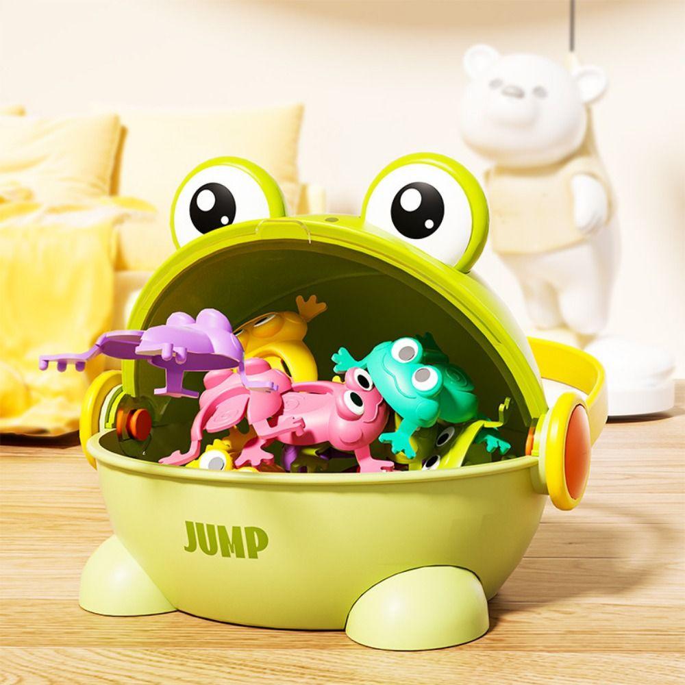 With Storage Bucket Bouncing Toad Game Cute Animals Kid Finger-press Toy  Education Toy