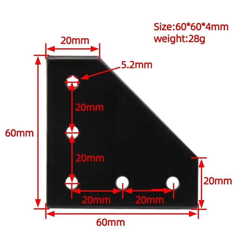 1Pcs 90 Degree Corner Angle Bracket  for Industrial Aluminum Frame 3D Printer Router