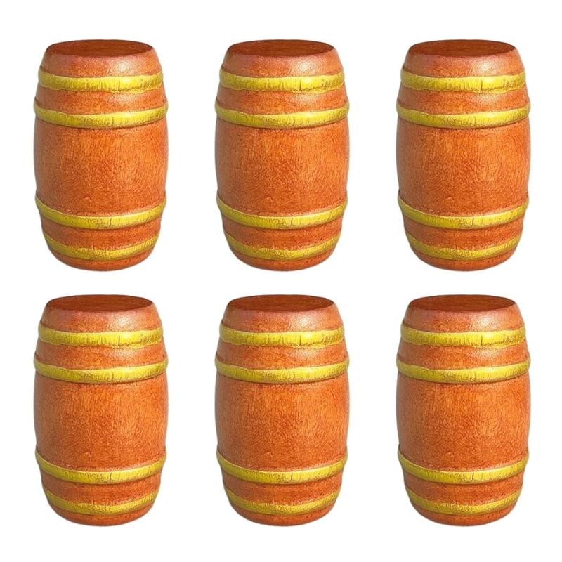 

Pack of 6 Lightweight Mini Beer Barrels Suited for Dollhouses Furniture and Beer Themed Parties Quality Wood золотой