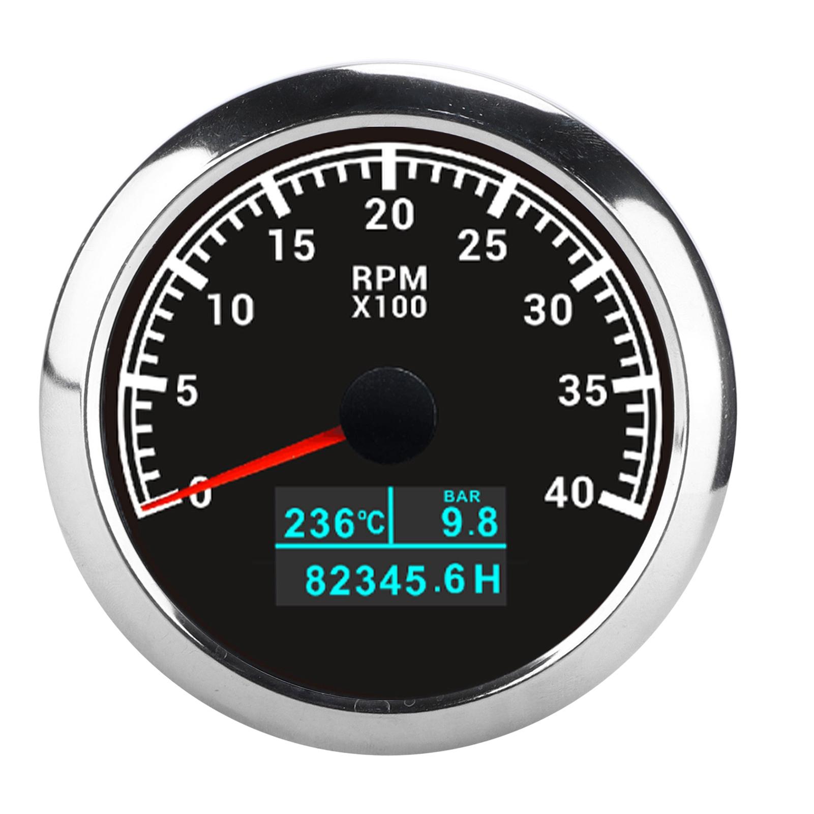 Pointer Tachometer 3 in 1 RPM IP67 Multifunction Water Temp Oil Pressure Tacho Gauge for Car Boat Truck