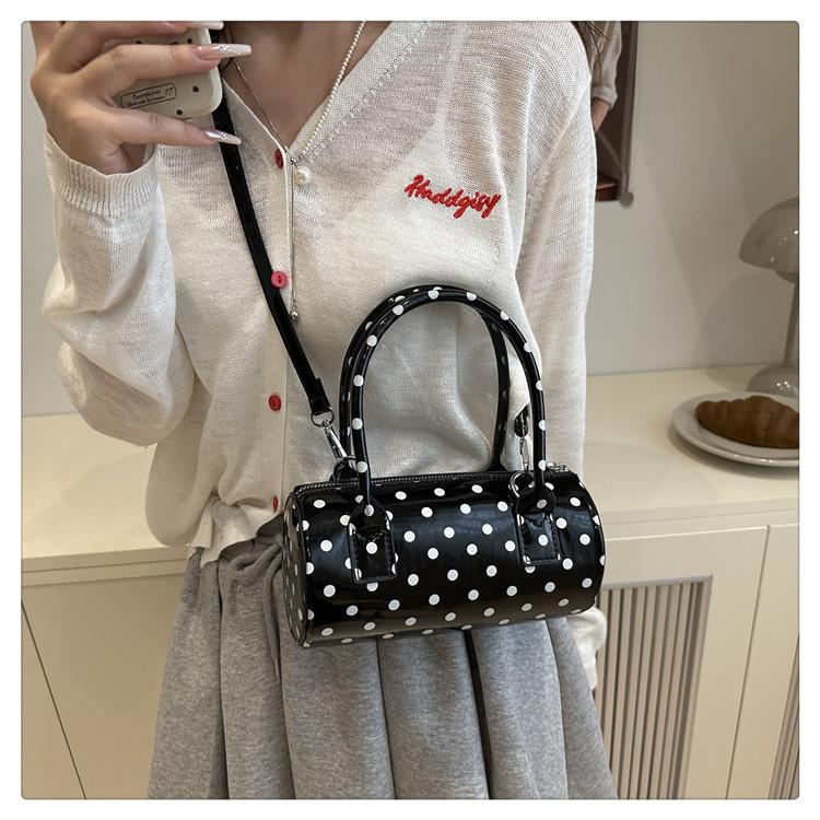 Women's Faux Leather Polka Dot Pillow Bag Stylish Handheld Shoulder Crossbody Purse Fashionable Casual Bag