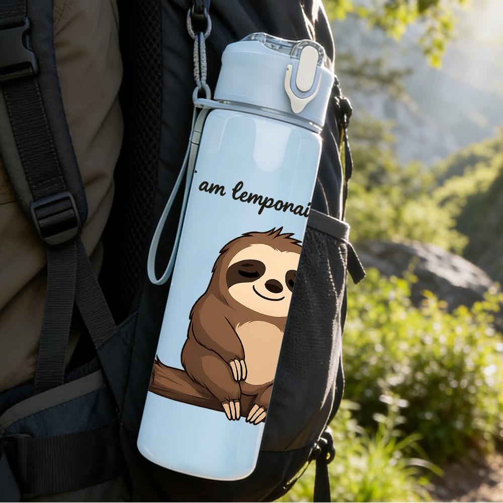 1PC Sloth Out Of Office Sign 750ml Color Plastic Sports Water Bottle Leakproof Flip Straw Lid Suitable for Sports Office Home Use