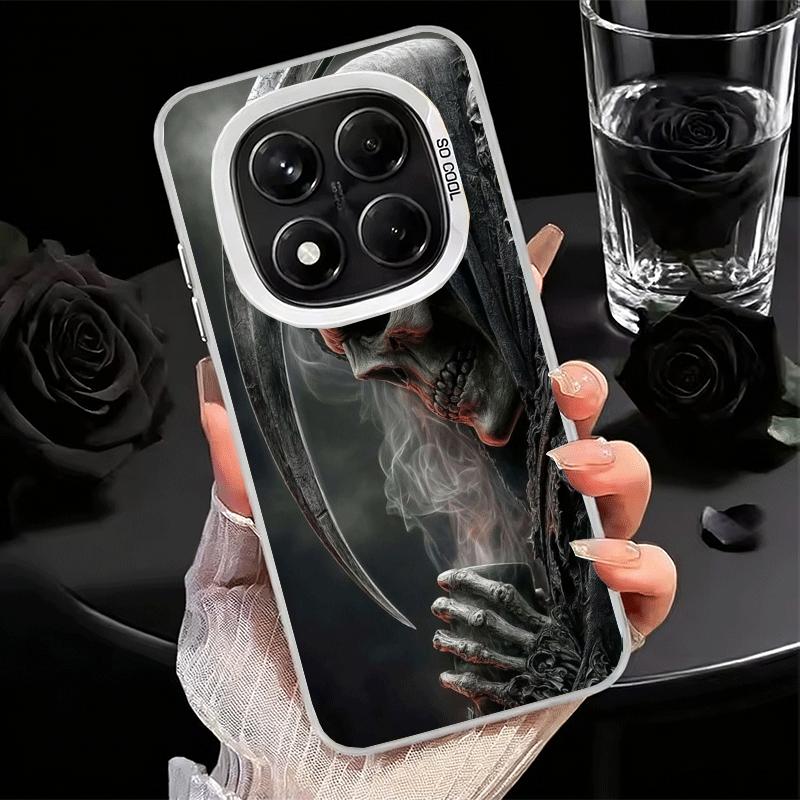 Tod Sensenmann Schädel Sense Weiche Handyhülle für Xiaomi Redmi Note 13 14 15 Pro Plus 12S 12 11S 11 11T 10S 10 Stoßfeste Hülle