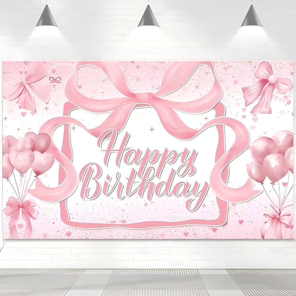 2d banner 1pc bow birthday party decoration with pink bow pink birthday happy background pink birthday decoration for the girl 100x150 CM