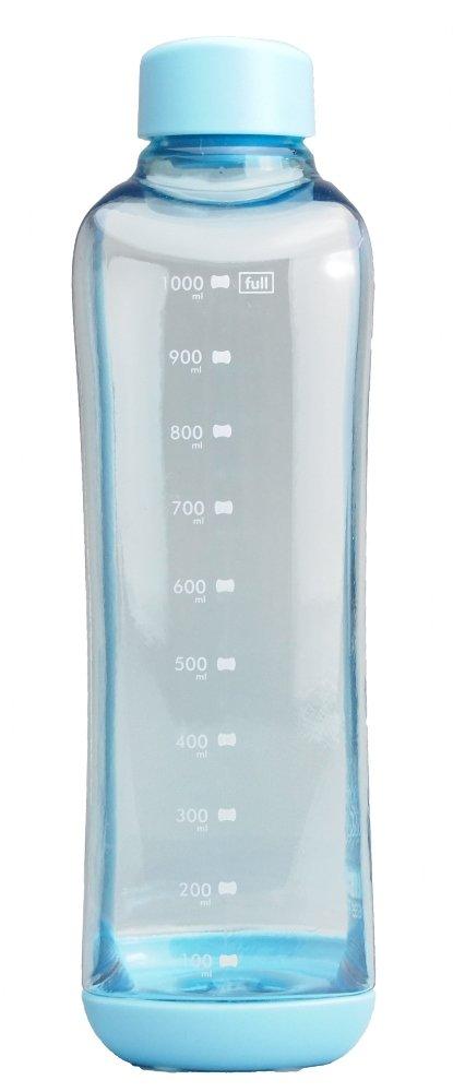 Pearl Metal Water Bottle 1000ml Direct Drinking PC Aqua Bottle Blue Block Style H-6038