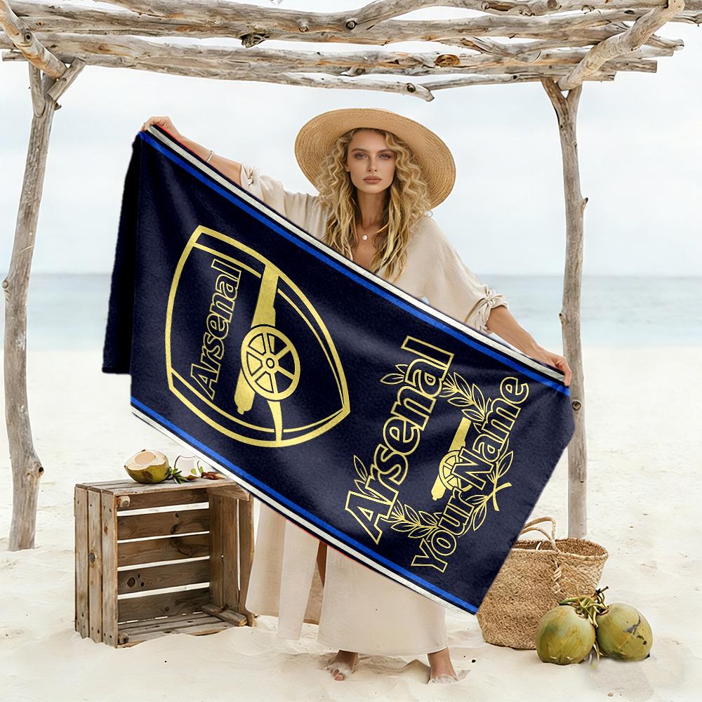 Arsenal F.c. Personalized Name Beach Towel Super Soft & Absorbent Perfect for Traveling Yoga Camping and Swimming