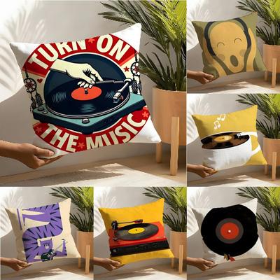 2 Simple Stylish Music Record Design Pillow Case Home Living Room Decoration Linen Pillowcover Pillow Cases Cushion Cover