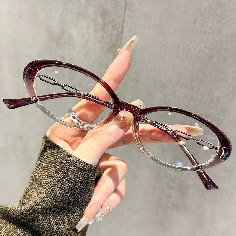 Retro Brand Designer Small-Frame Oval Presbyopia Glasses High-Quality Metal Chain-Leg High-Definition Women's Reader Eyewear
